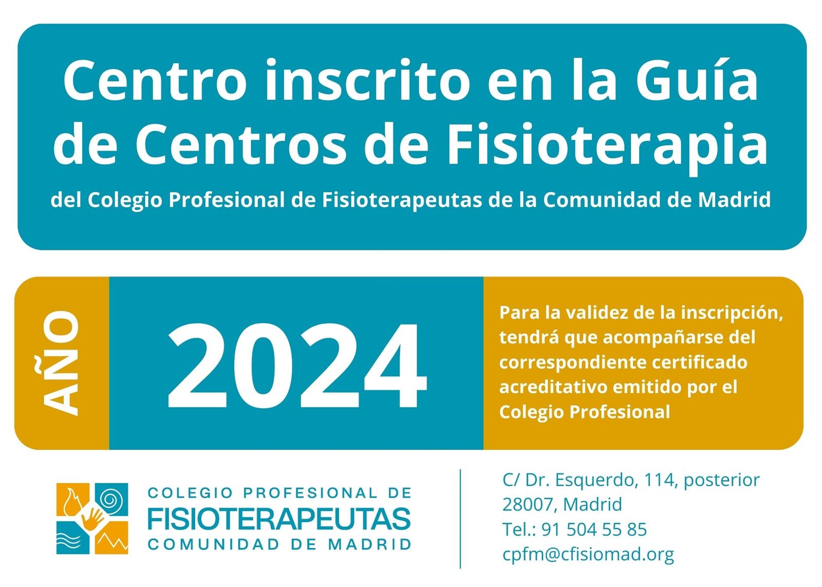 Centro sanitario inscrito en el censo de la Comunidad de Madrid